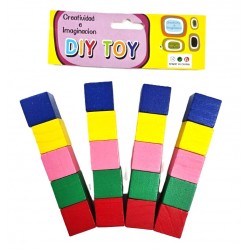 Wooden squares 2.5 cm, 5 colors, 20 live